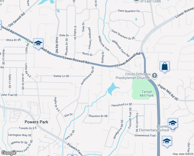 map of restaurants, bars, coffee shops, grocery stores, and more near 2753 Fireside Court in Marietta