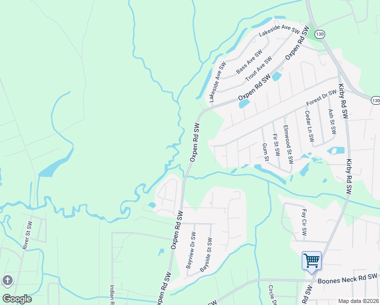 map of restaurants, bars, coffee shops, grocery stores, and more near 2013 Oxpen Road Southwest in Brunswick