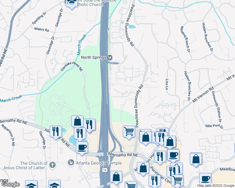 map of restaurants, bars, coffee shops, grocery stores, and more near 802 Abingdon Way Northeast in Atlanta