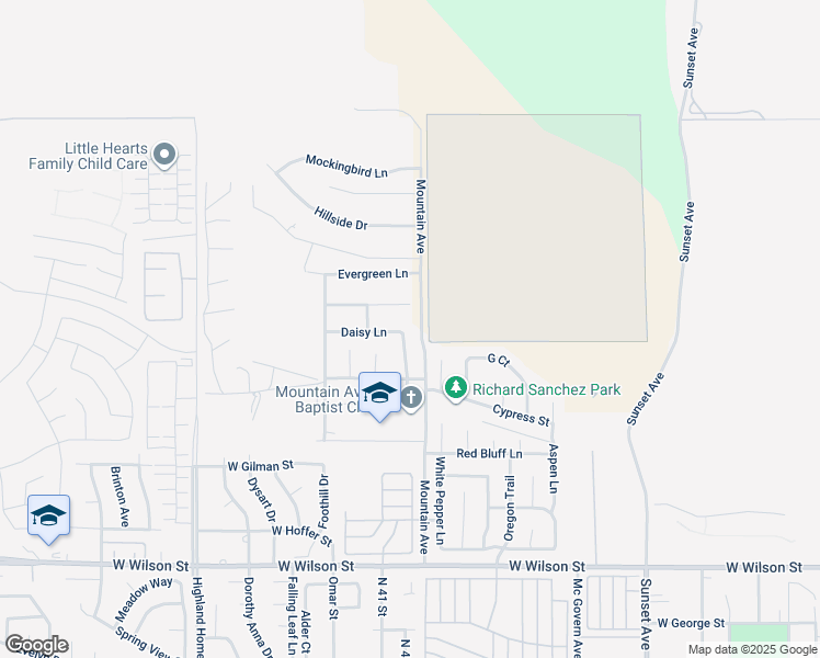 map of restaurants, bars, coffee shops, grocery stores, and more near 1642 Bilberry Lane in Banning
