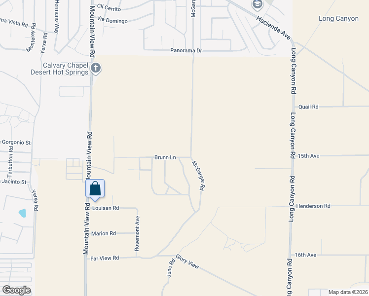 map of restaurants, bars, coffee shops, grocery stores, and more near 14991 McCarger Road in Desert Hot Springs