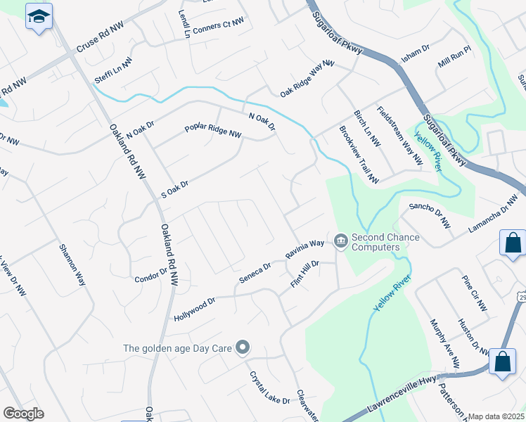 map of restaurants, bars, coffee shops, grocery stores, and more near 1761 Stoney Chase Drive in Lawrenceville