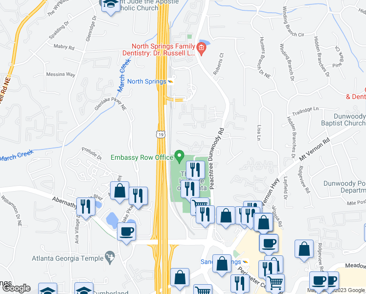 map of restaurants, bars, coffee shops, grocery stores, and more near 311 Hollyfax Circle Northeast in Atlanta