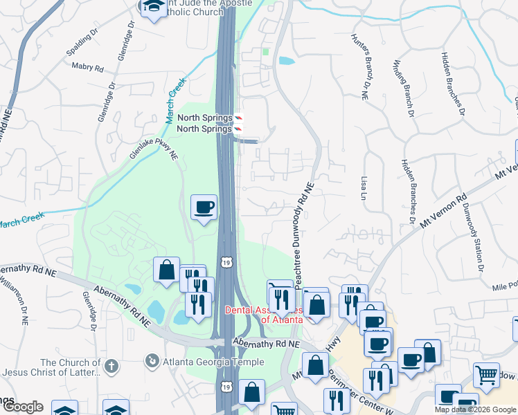map of restaurants, bars, coffee shops, grocery stores, and more near 509 Abingdon Way Northeast in Atlanta