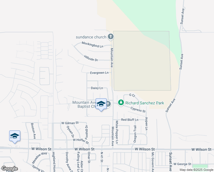 map of restaurants, bars, coffee shops, grocery stores, and more near 4065 Daisy Lane in Banning