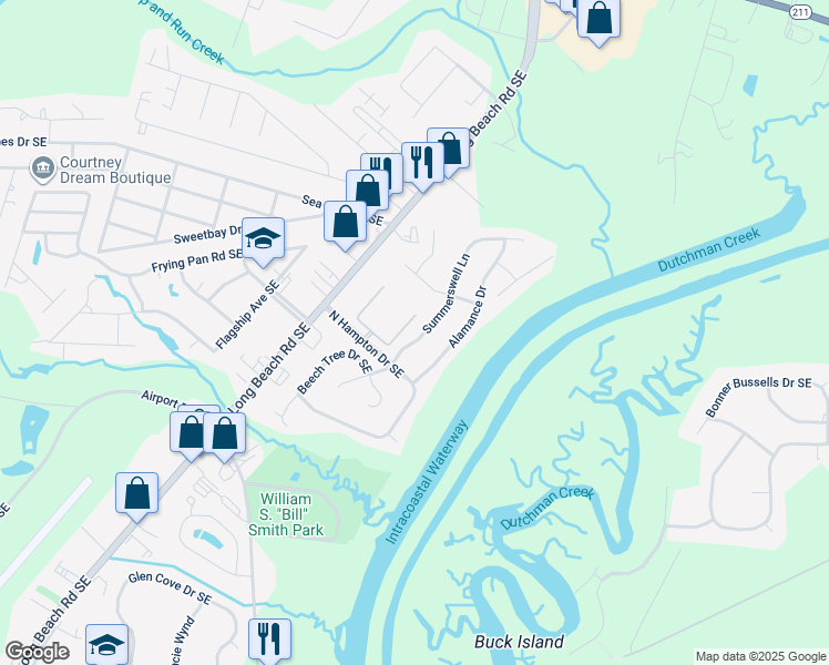 map of restaurants, bars, coffee shops, grocery stores, and more near 4938 Summerswell Ln in Southport