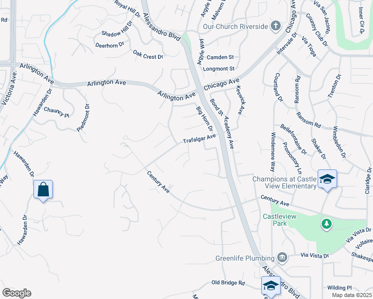 map of restaurants, bars, coffee shops, grocery stores, and more near 2191 Ravencrest Court in Riverside