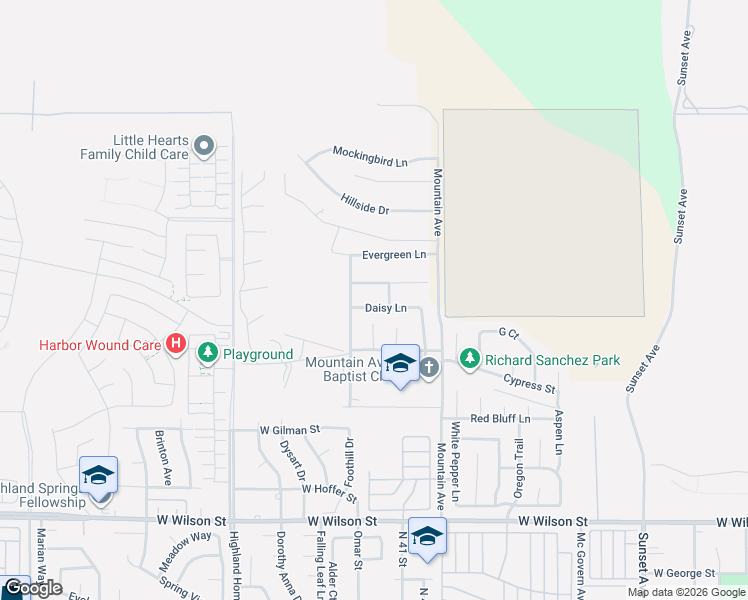 map of restaurants, bars, coffee shops, grocery stores, and more near 1597 Pine Circle in Banning