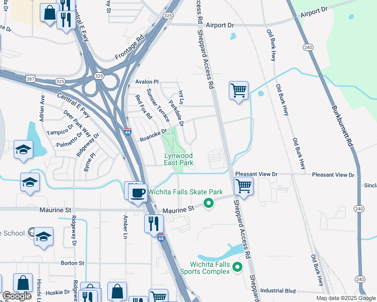 map of restaurants, bars, coffee shops, grocery stores, and more near 1414 New Haven Road in Wichita Falls