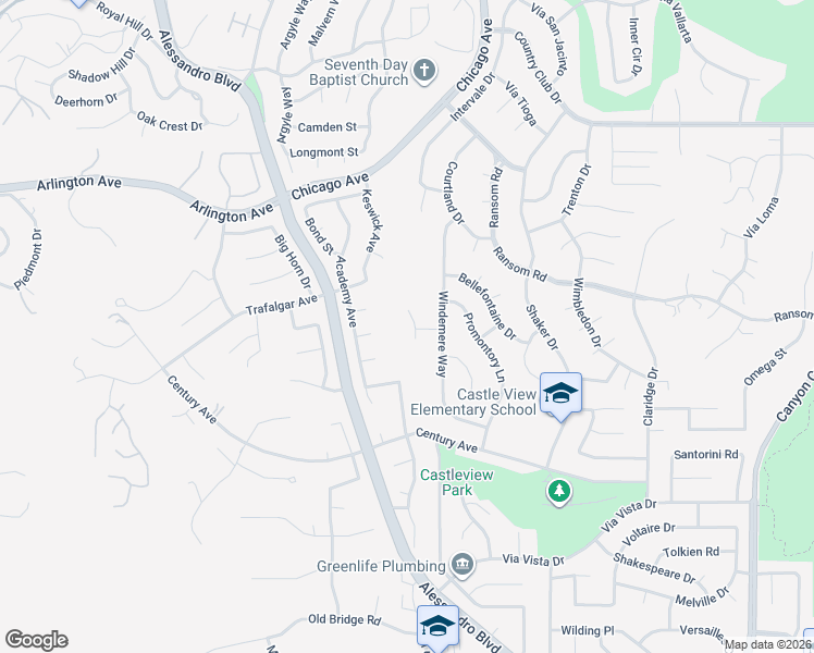 map of restaurants, bars, coffee shops, grocery stores, and more near 6075 Saint Augustine Drive in Riverside