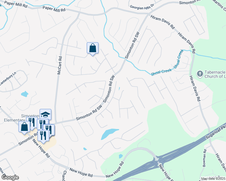 map of restaurants, bars, coffee shops, grocery stores, and more near 580 Simonton Crest Drive Southeast in Lawrenceville