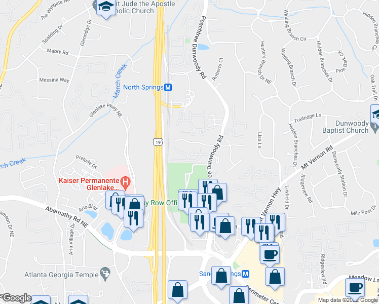 map of restaurants, bars, coffee shops, grocery stores, and more near 509 Abingdon Way Northeast in Atlanta