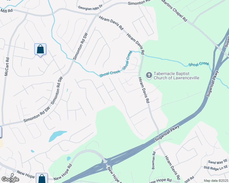 map of restaurants, bars, coffee shops, grocery stores, and more near 1023 Spruce Creek Lane in Lawrenceville