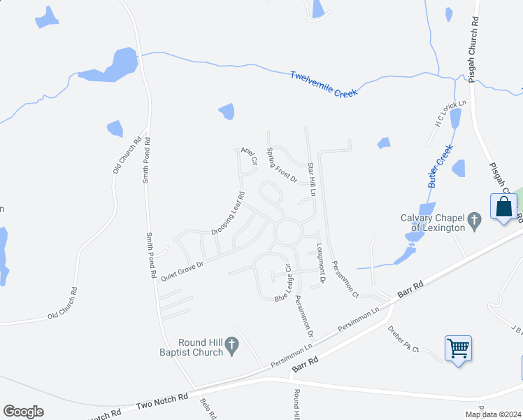 map of restaurants, bars, coffee shops, grocery stores, and more near 126 Drooping Leaf Drive in Lexington