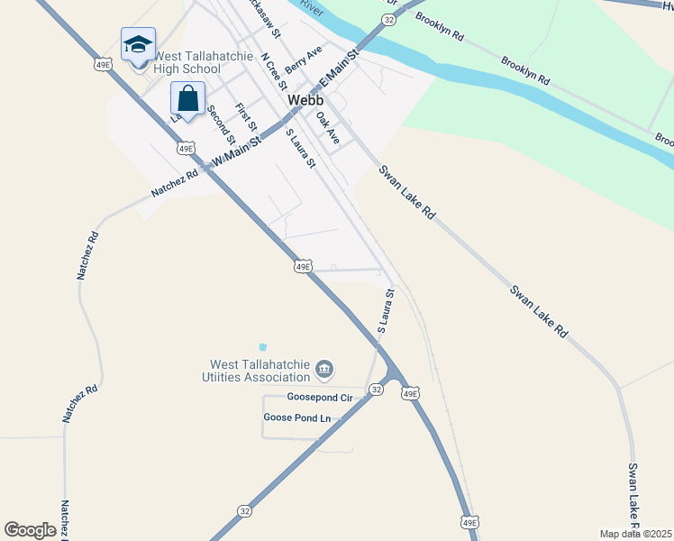 map of restaurants, bars, coffee shops, grocery stores, and more near Gin Quarters Road in Tallahatchie County