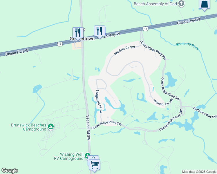 map of restaurants, bars, coffee shops, grocery stores, and more near 6996 Bloomsbury Court Southwest in Ocean Isle Beach