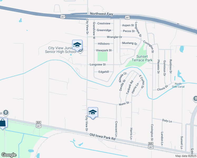 map of restaurants, bars, coffee shops, grocery stores, and more near 4337 Grandview S in Wichita Falls