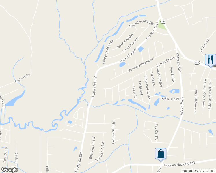 map of restaurants, bars, coffee shops, grocery stores, and more near 2274 Forest Drive Southwest in Brunswick County
