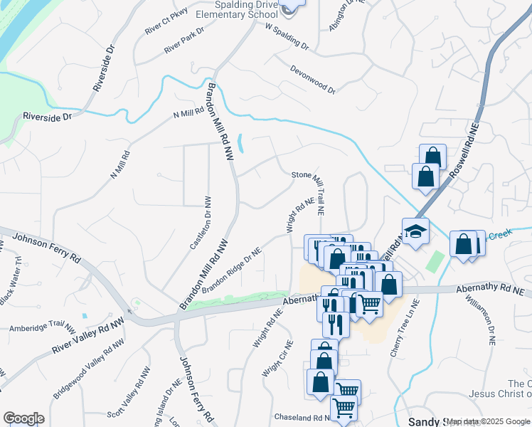 map of restaurants, bars, coffee shops, grocery stores, and more near 945 Lost Forest Drive Northwest in Atlanta