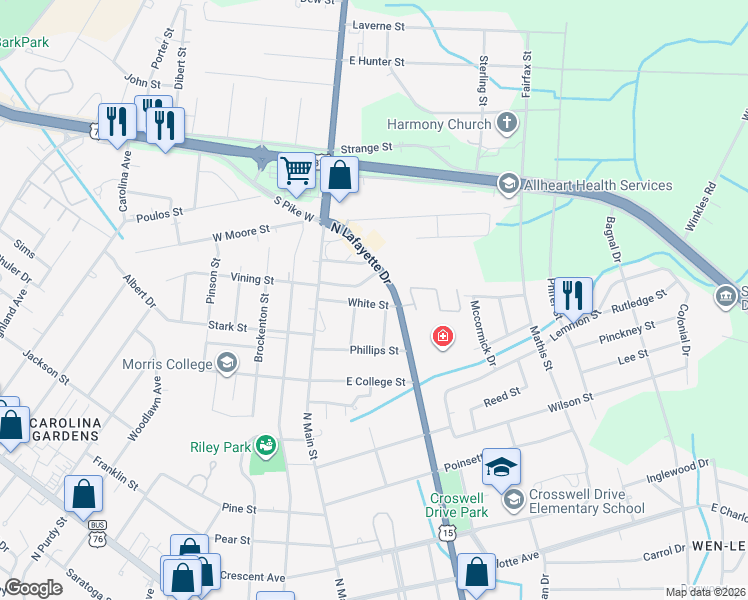 map of restaurants, bars, coffee shops, grocery stores, and more near 21 Shirer Street in Sumter