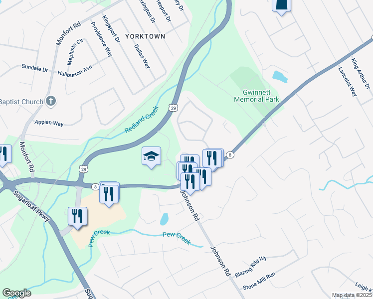 map of restaurants, bars, coffee shops, grocery stores, and more near 275 Fern Crest Drive in Lawrenceville