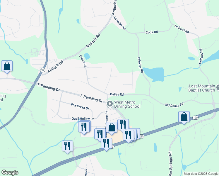 map of restaurants, bars, coffee shops, grocery stores, and more near 54 Mildred Court in Dallas