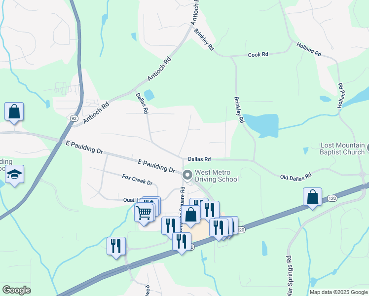map of restaurants, bars, coffee shops, grocery stores, and more near 54 Mildred Court in Dallas