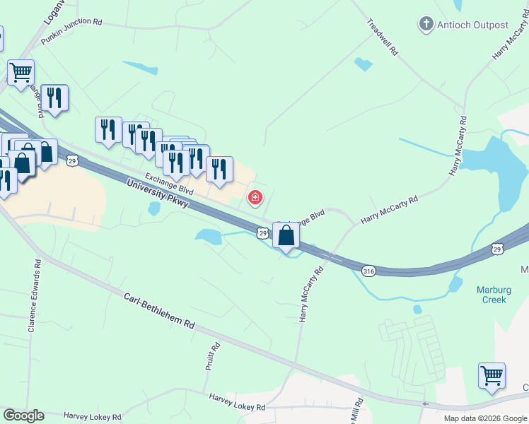 map of restaurants, bars, coffee shops, grocery stores, and more near 138 Gateway Lane in Bethlehem
