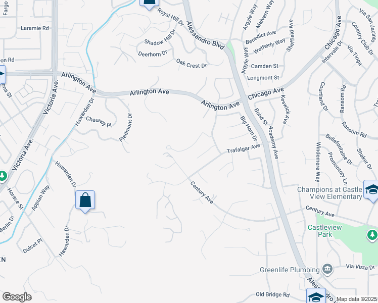 map of restaurants, bars, coffee shops, grocery stores, and more near 2252 El Capitan Drive in Riverside