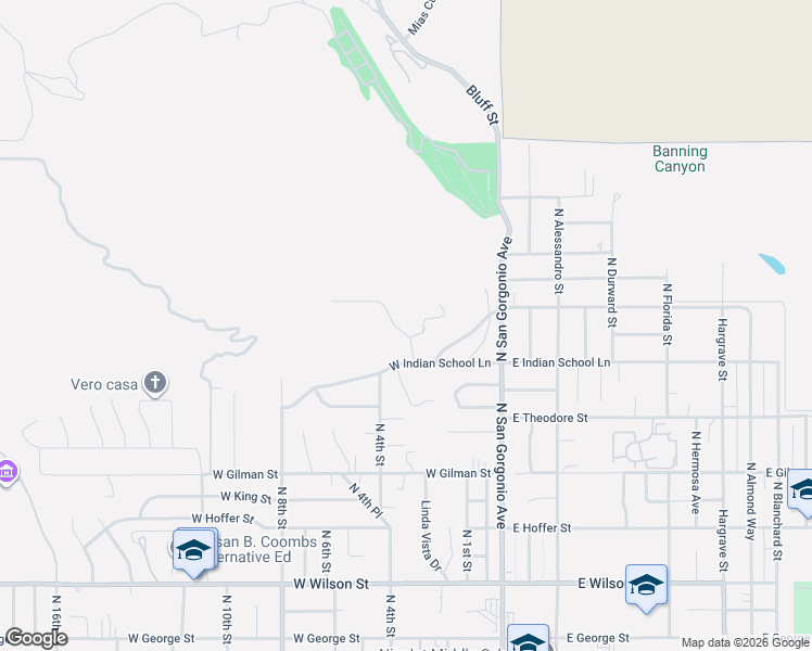 map of restaurants, bars, coffee shops, grocery stores, and more near 291 Jennifer Way in Banning