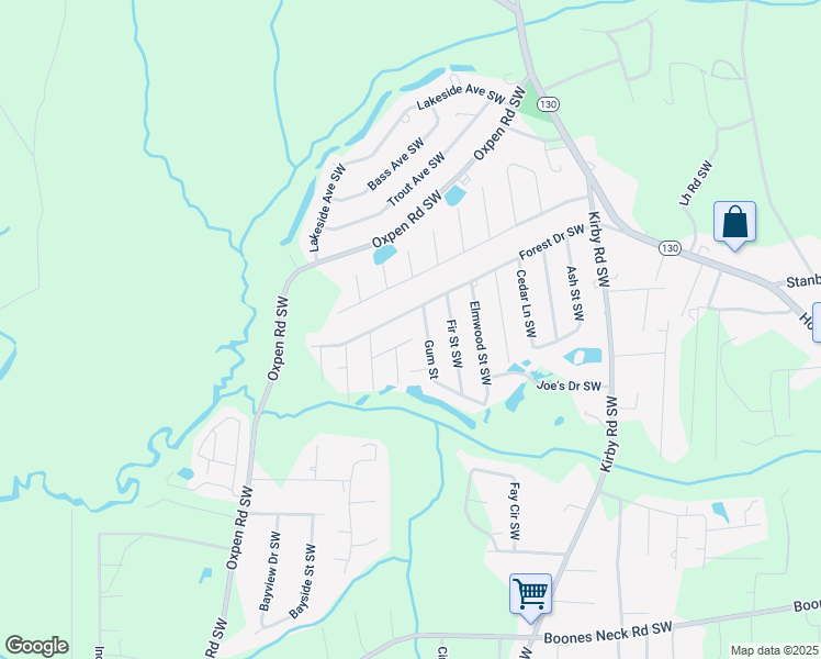 map of restaurants, bars, coffee shops, grocery stores, and more near 1996 Hickory Place Southwest in Brunswick County