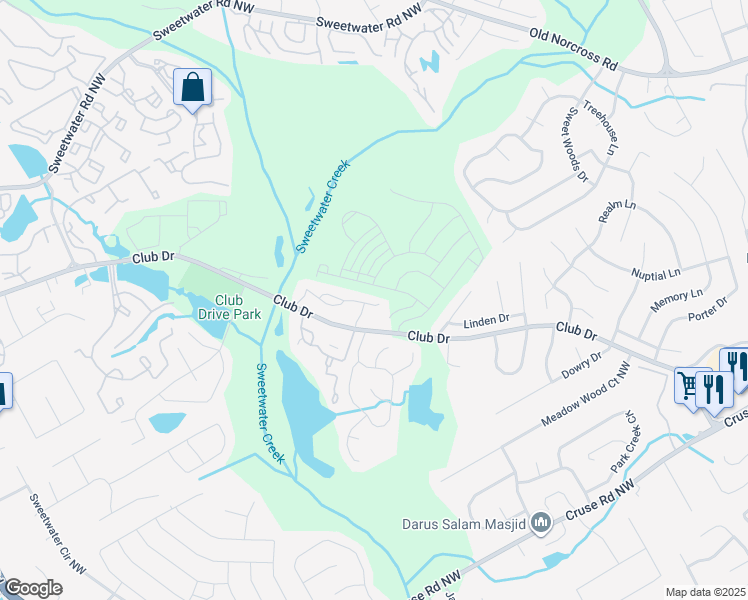 map of restaurants, bars, coffee shops, grocery stores, and more near 3193 Long Iron Drive in Lawrenceville