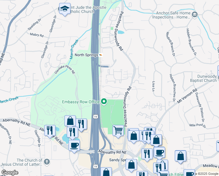 map of restaurants, bars, coffee shops, grocery stores, and more near 509 Abingdon Way Northeast in Atlanta