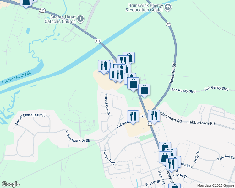 map of restaurants, bars, coffee shops, grocery stores, and more near 4461 Willow Moss Way in Southport