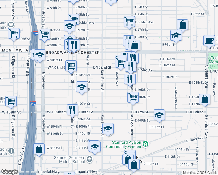 map of restaurants, bars, coffee shops, grocery stores, and more near in Los Angeles