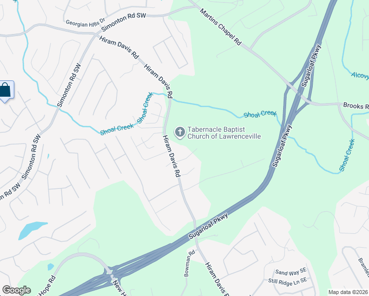 map of restaurants, bars, coffee shops, grocery stores, and more near 1046 Hiram Davis Road in Lawrenceville
