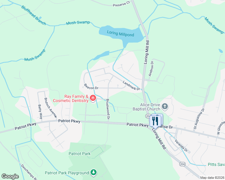 map of restaurants, bars, coffee shops, grocery stores, and more near 42 Beacon Court in Sumter