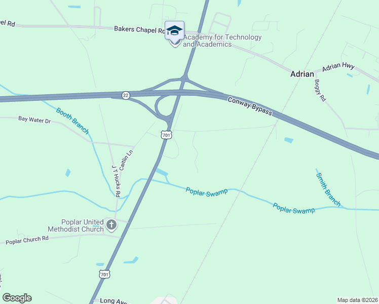 map of restaurants, bars, coffee shops, grocery stores, and more near 4817 Rushmore Drive in Conway