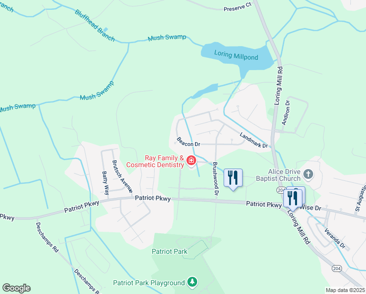 map of restaurants, bars, coffee shops, grocery stores, and more near 3580 Beacon Drive in Sumter