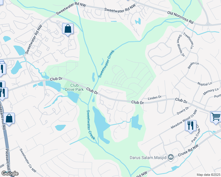map of restaurants, bars, coffee shops, grocery stores, and more near 3235 Long Iron Drive in Lawrenceville