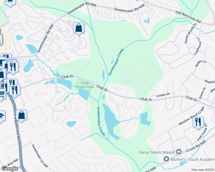 map of restaurants, bars, coffee shops, grocery stores, and more near 3285 Long Iron Place in Lawrenceville