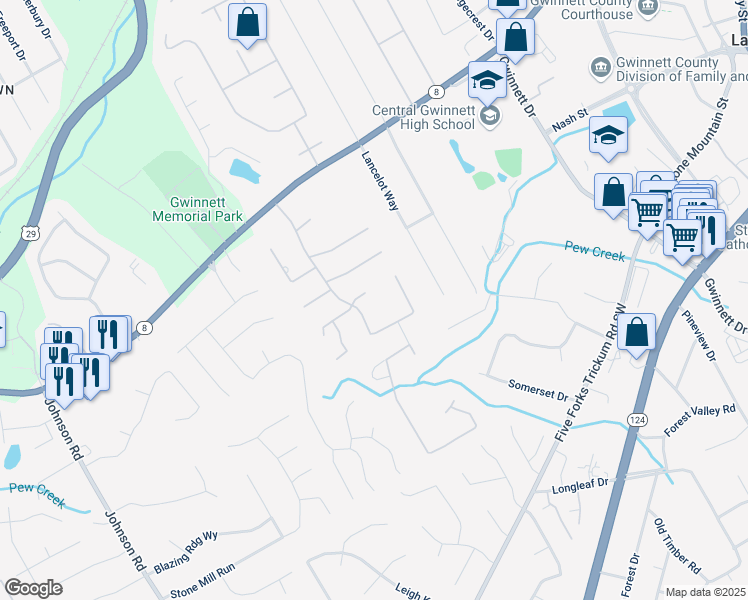 map of restaurants, bars, coffee shops, grocery stores, and more near 828 Jami Court in Lawrenceville