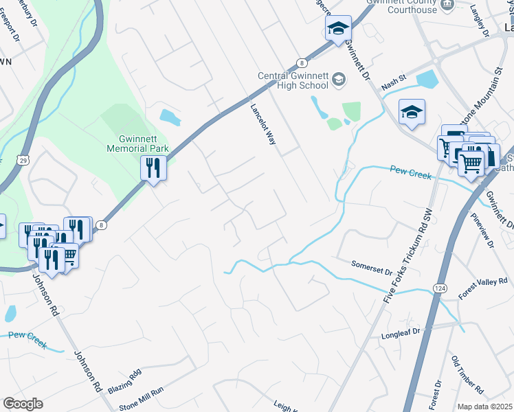 map of restaurants, bars, coffee shops, grocery stores, and more near 828 Jami Court in Lawrenceville