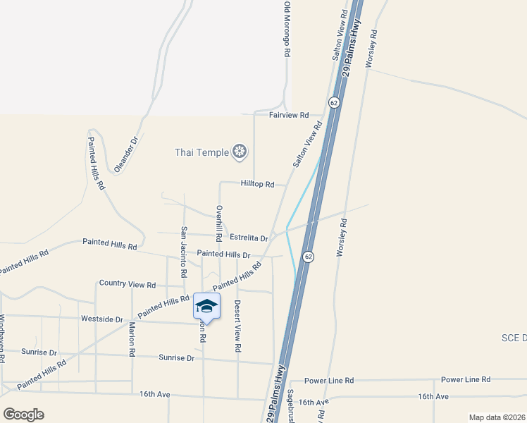 map of restaurants, bars, coffee shops, grocery stores, and more near 14701 Old Morongo Road in Whitewater