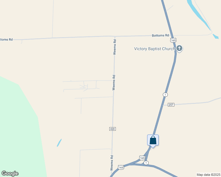 map of restaurants, bars, coffee shops, grocery stores, and more near 245 Weems Road in Dumas