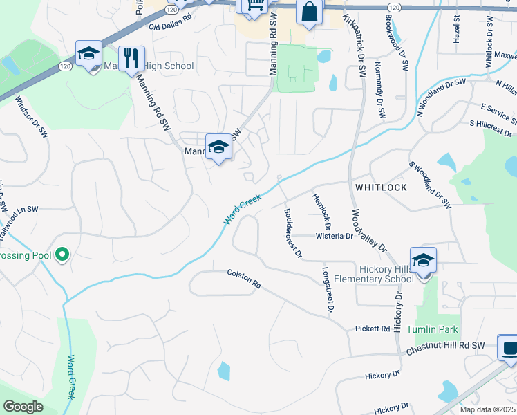 map of restaurants, bars, coffee shops, grocery stores, and more near 570 Hampton Court Northwest in Marietta