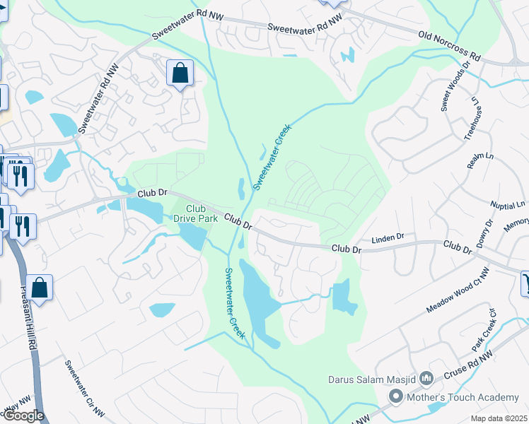 map of restaurants, bars, coffee shops, grocery stores, and more near 3263 Long Iron Place in Lawrenceville