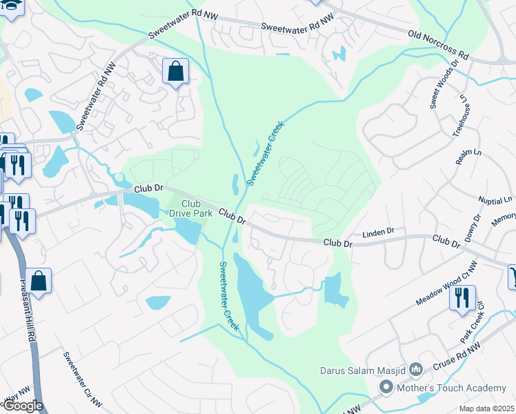 map of restaurants, bars, coffee shops, grocery stores, and more near 3263 Long Iron Place in Lawrenceville