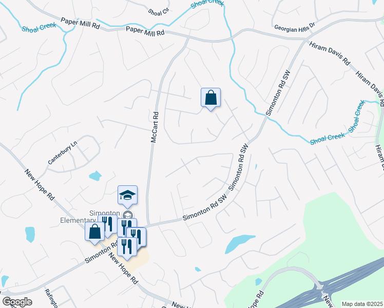 map of restaurants, bars, coffee shops, grocery stores, and more near 665 Madison Chase Drive in Lawrenceville