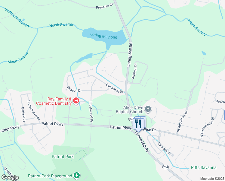 map of restaurants, bars, coffee shops, grocery stores, and more near 3340 Landmark Drive in Sumter